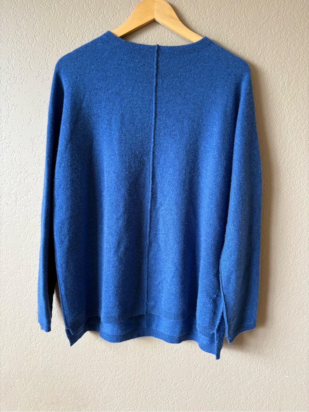 Forte' Cashmere Women's Blue Large Cashmere Sweater Pullover Cozy Soft